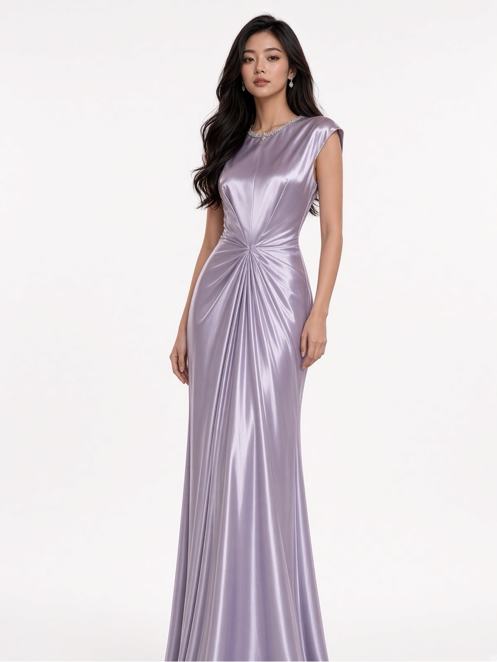 PAMELA DENNIS Vintage Gorgeous Satin Evening Gown with Twisted Waist Detail